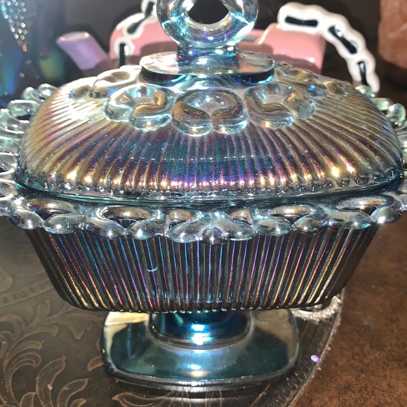 Vintage Indiana Blue Glass harvest 5 piece set